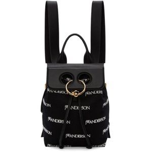 JW Anderson Black Mini Pierce Logo Backpack leather/canvas MSRP $1570